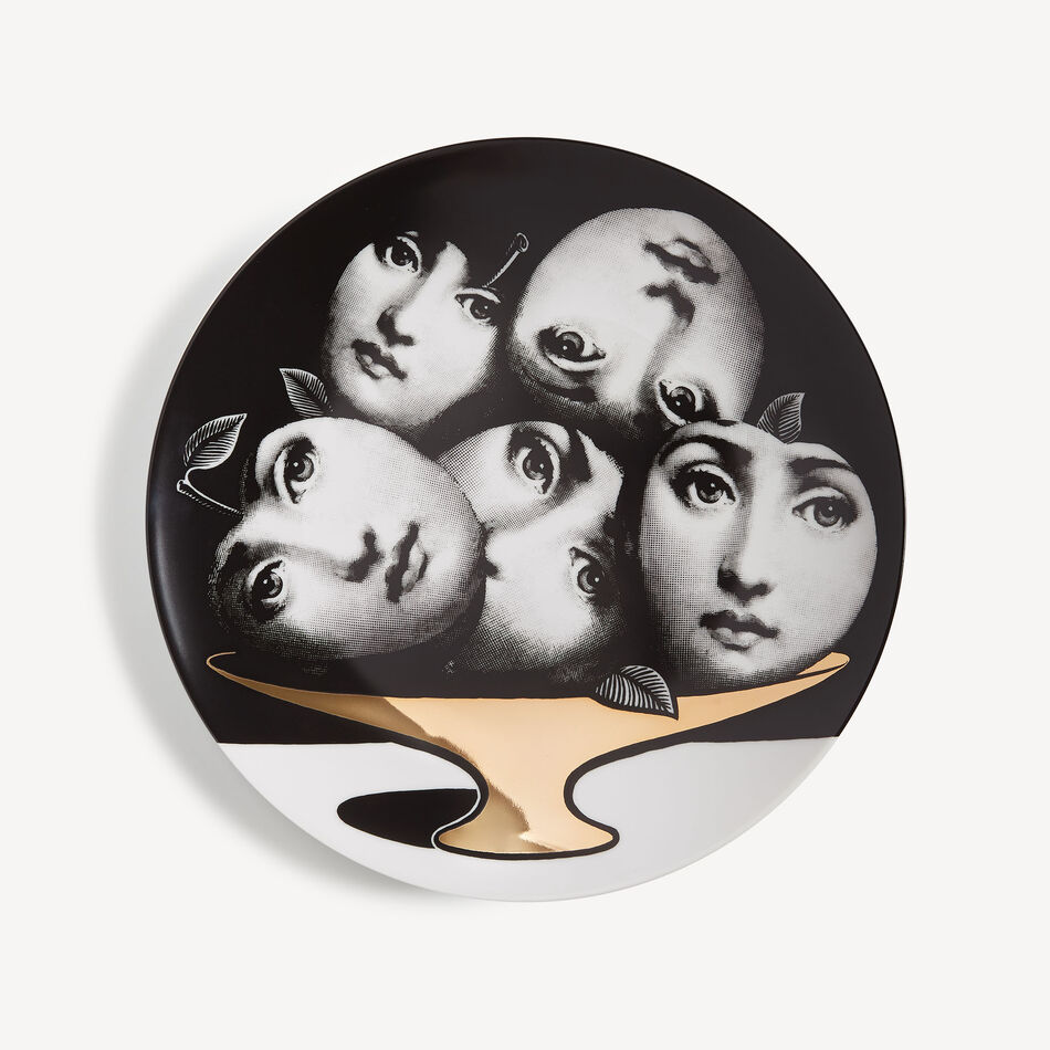 FORNASETTI Wall plate Tema e Variazioni n.104 White/Black/Gold PTVZ104FOR21ORO