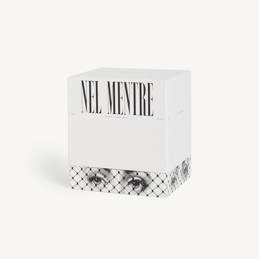 FORNASETTI NEL MENTRE Scented Candle - Mascherina Décor - Frutto Proibito Fragrance White/Black/Gold FPBTV1ZFPFOR23BIA