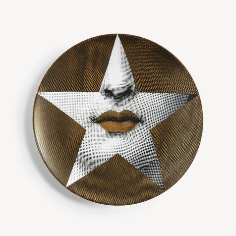 FORNASETTI Wall plate Tema e Variazioni n.399 White/Black/Gold PTVZ399FOR21ORO