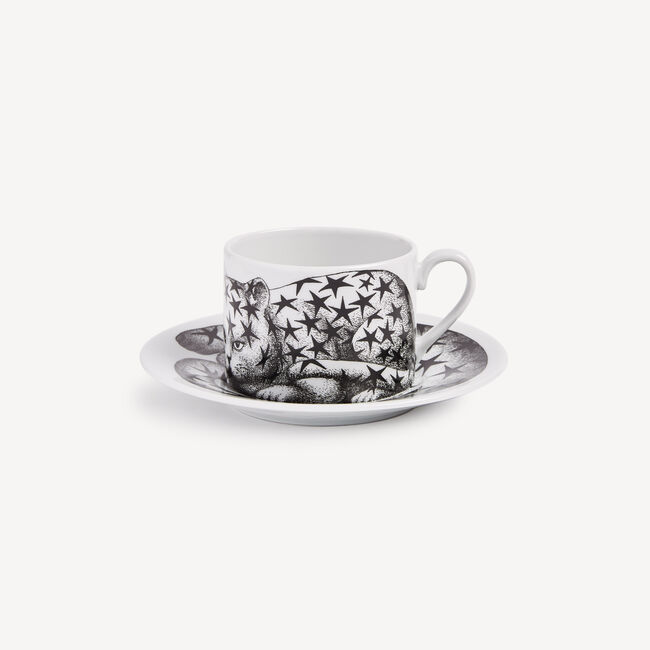 Shop Fornasetti Tea Cup High Fidelity Stellato In White/black