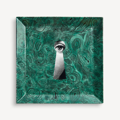 FORNASETTI Serratura su Malachite square tray Multicolour P43Y104FOR24VER