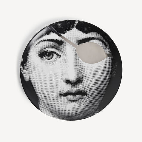 FORNASETTI Wall plate Tema e Variazioni n.8 White/Black/Platinum PTVW008FOR21PLA