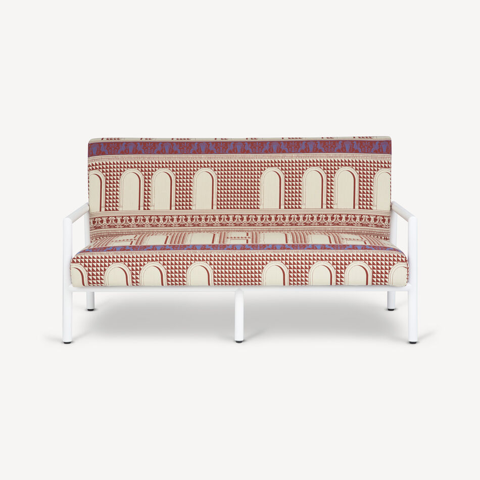FORNASETTI Outdoor Sofa Facciata Quattrocentesca Rust/Ecru/White DIV204MBEFOR22RUG