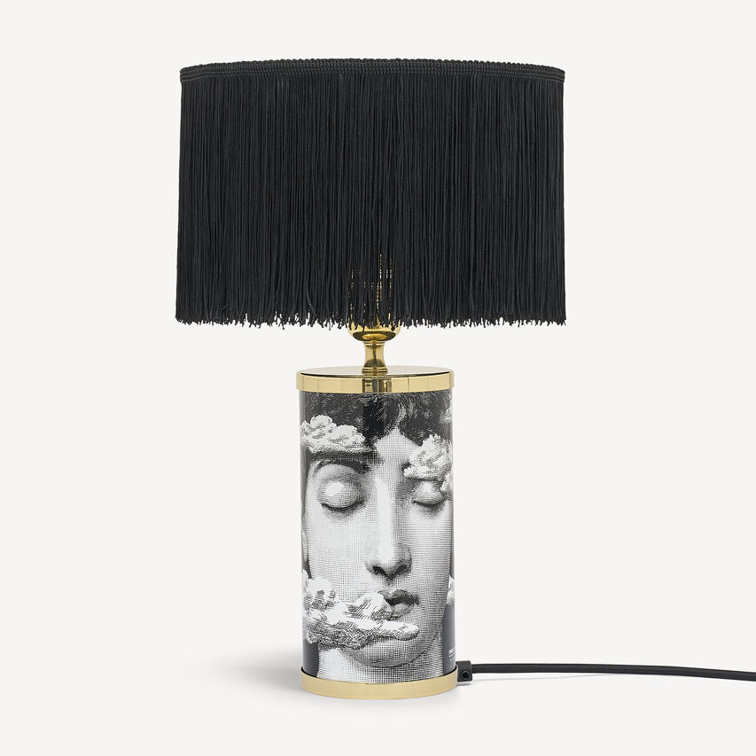 FORNASETTI Fringed Cylindrical Lampshade for small lamps black Black PAR038FOR25NER