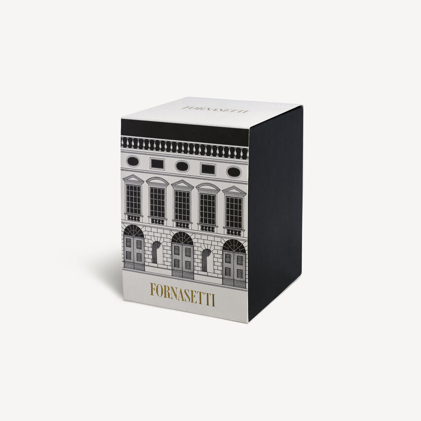 FORNASETTI Scented candle Architettura - Fragrance Immaginazione White/Black/Gold FPXS419FOR25BIA
