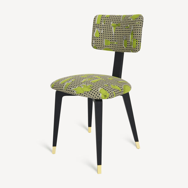 Shop Fornasetti Upholstered Chair Oggetti Su Canneté In Black/white/green