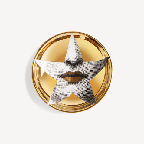 FORNASETTI Ashtray Tema e Variazioni n.399 White/Black/Gold P23Z399FOR21ORO