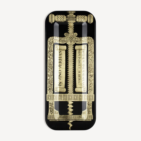 FORNASETTI Rectangular Tray Cavatappi Gold/Black C21Z338FOR22NER