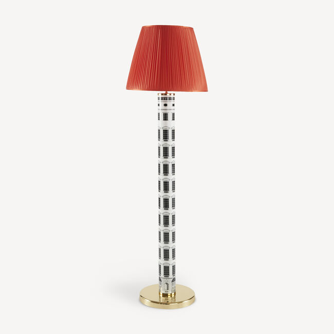 Fornasetti Conical Lampshade In Pleated Fabric In Red