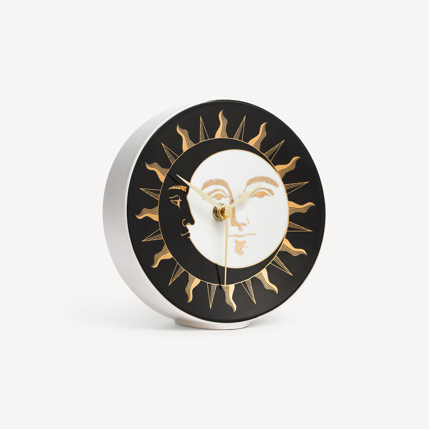 FORNASETTI Table clock Giorno e Notte Black/White/Gold DCLO05FOR25NER