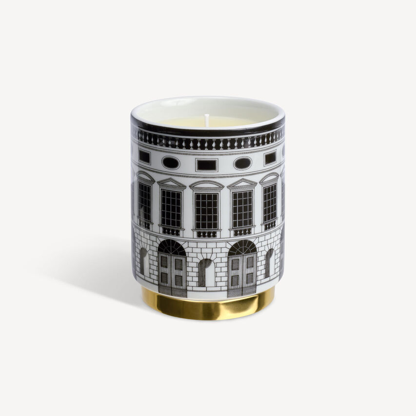 FORNASETTI Scented candle Architettura - Fragrance Immaginazione White/Black/Gold FPXS419FOR25BIA