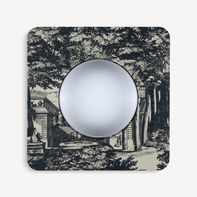 Fornasetti Frame With Convex Mirror Giardino Settecentesco In Multi