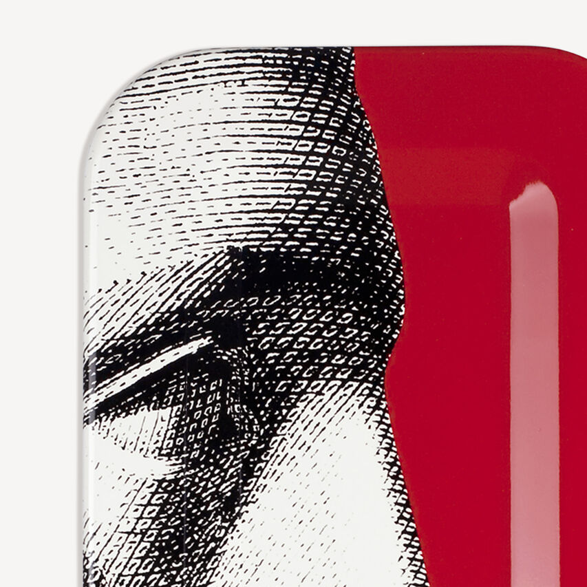 FORNASETTI Rectangular Tray Profilo White/Black/Red C21X127FOR22ROS
