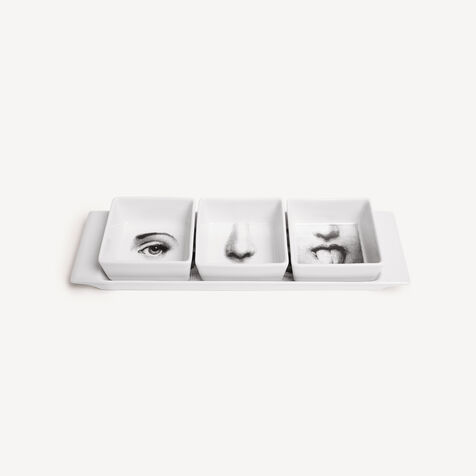 FORNASETTI Appetizer set I Sensi White/Black P51X001FOR21BIA