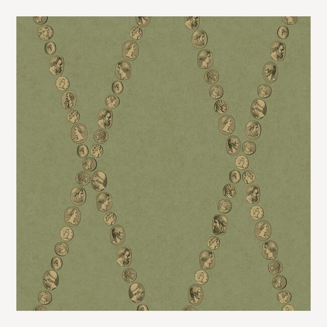 Fornasetti Wallpaper Cammei In Green