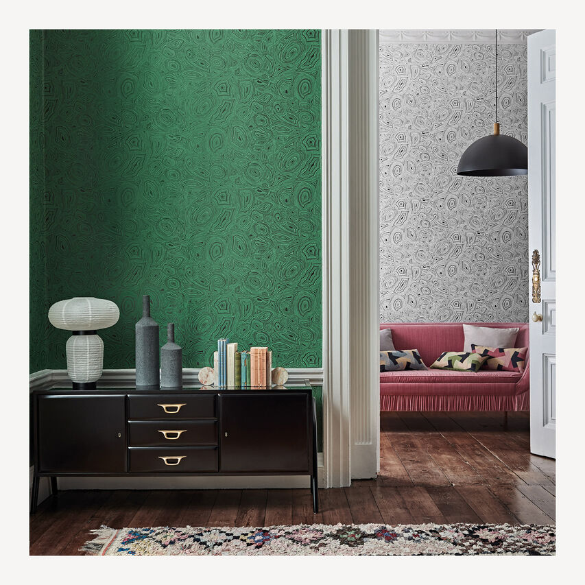 FORNASETTI Wallpaper Malachite White/Black MALACHITFOR22BIA
