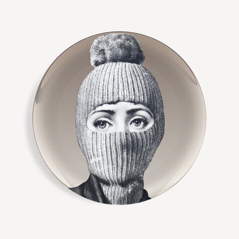 FORNASETTI Wall plate Tema e Variazioni n.160 White/Black/Platinum PTVW160FOR25PLA