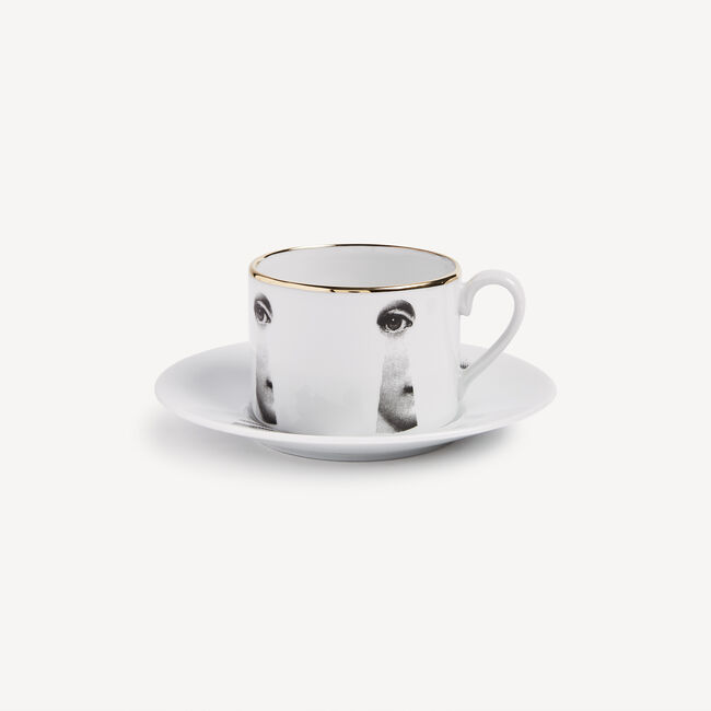Shop Fornasetti Tea Cup Tema E Variazioni Serratura In White/black/gold