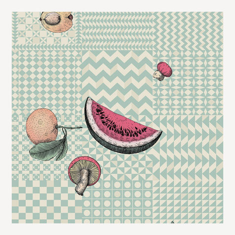 FORNASETTI Wallpaper Frutta e Geometrico Pastel GEOFRUTTFOR23VER