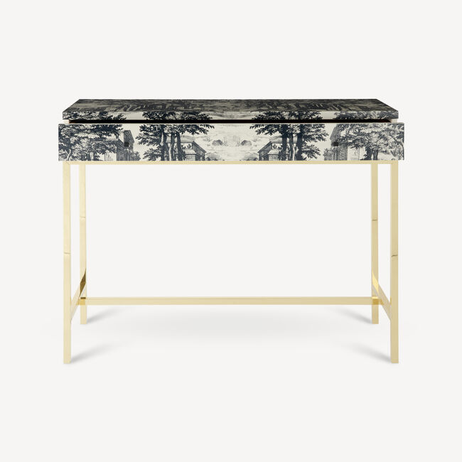 Shop Fornasetti Console With Drawer Giardino Settecentesco In Blue/ivory
