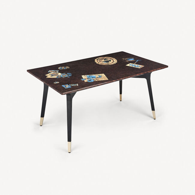 Shop Fornasetti Rectangular Table Oggetti Sparsi In Multicolour