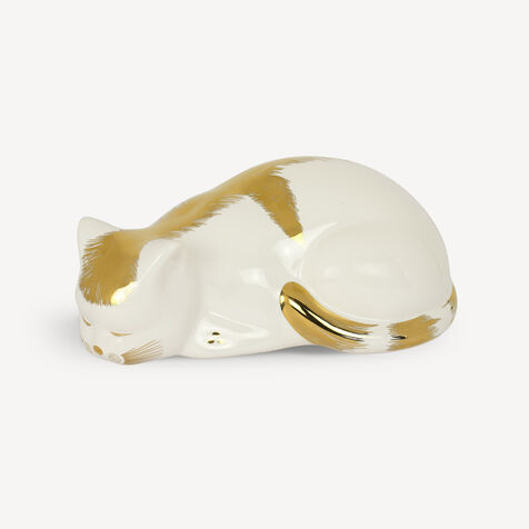 FORNASETTI Cat Striato White/Gold P40Z402FOR21BIA