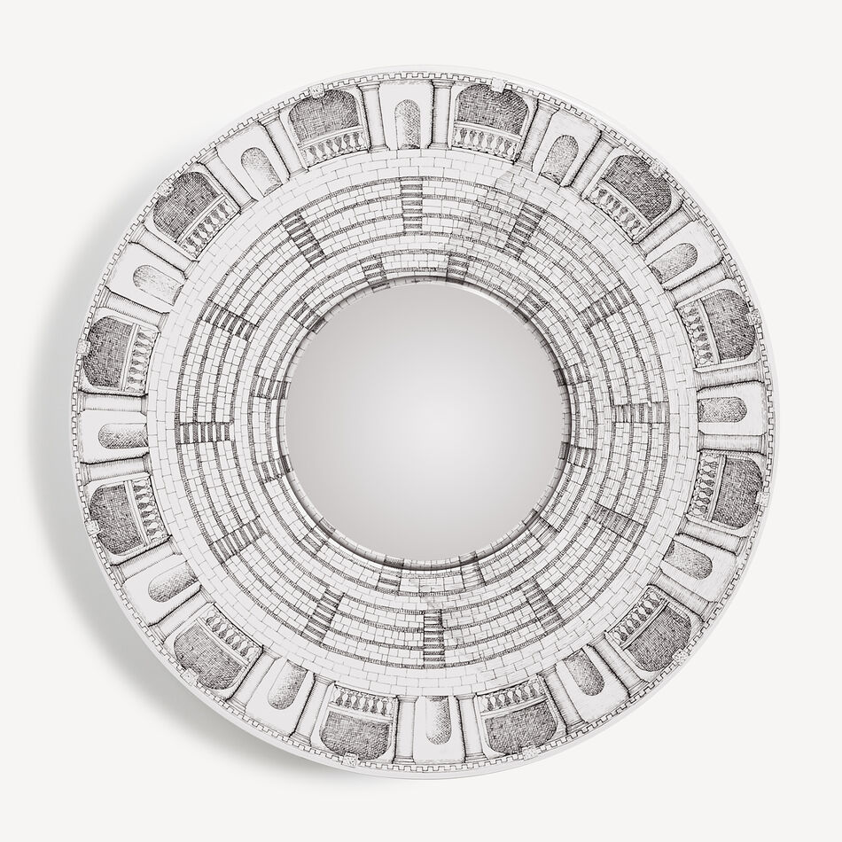 FORNASETTI Frame with convex mirror Architettura White/Black C38X419FOR21BIA