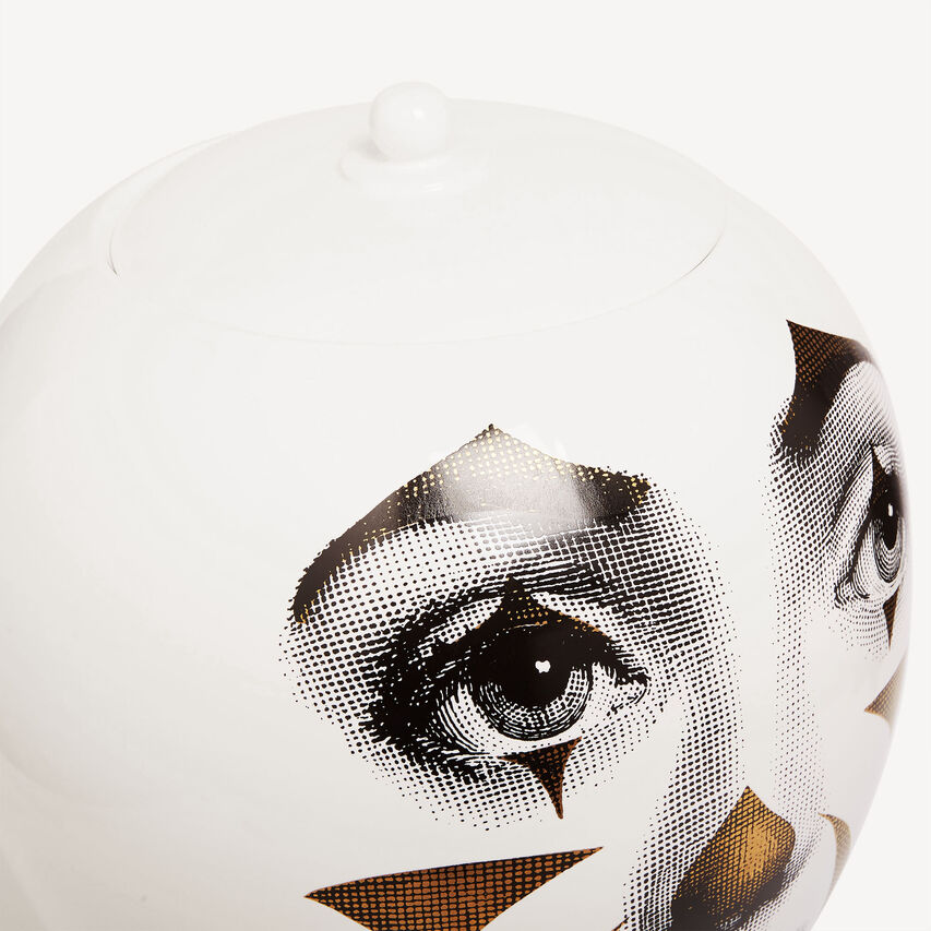 FORNASETTI Vase Clown White/Black/Gold FOR10482FOR21ORO