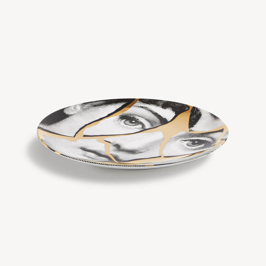 FORNASETTI Wall plate Tema e Variazioni n.2 White/Black/Gold PTVZ002FOR21ORO