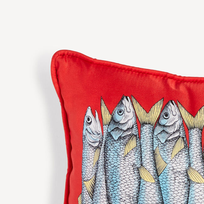 Shop Fornasetti Cushion Sardine Red In Multicolour