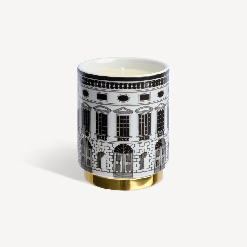 FORNASETTI Scented candle Architettura - Fragrance Immaginazione White/Black/Gold FPXS419FOR25BIA