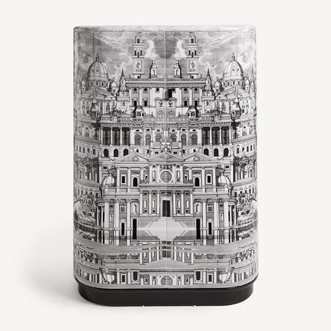 FORNASETTI Curved cabinet Citt&agrave; che si rispecchia White/Black M09X100FOR21BIA
