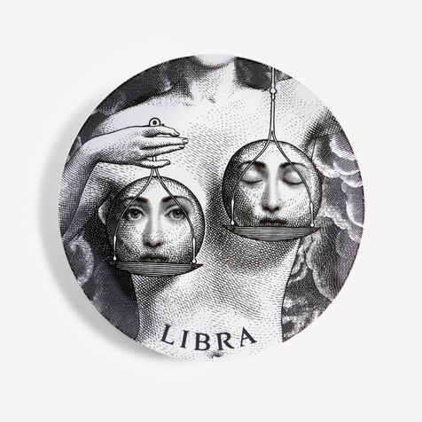 FORNASETTI Zodiaco Libra - Tema e Variazioni wall plate n.354 White/Black PTV354XFOR24BIA