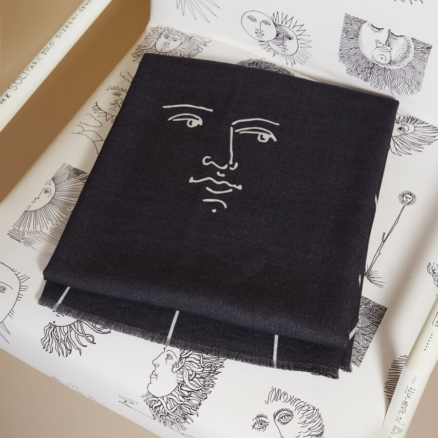 FORNASETTI Plaid Solitudine White/Black PLDY003FOR20BIA