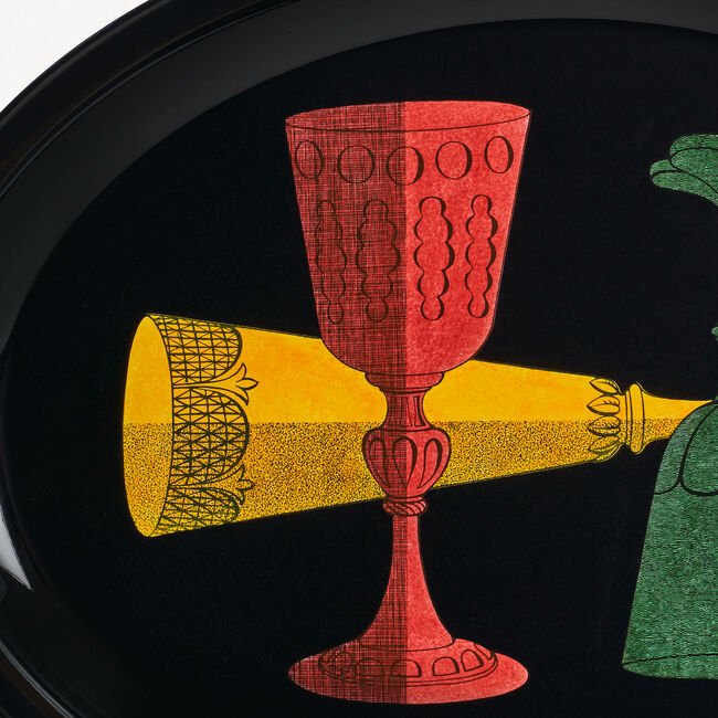 Shop Fornasetti Oval Tray Bicchieri In Multicolour