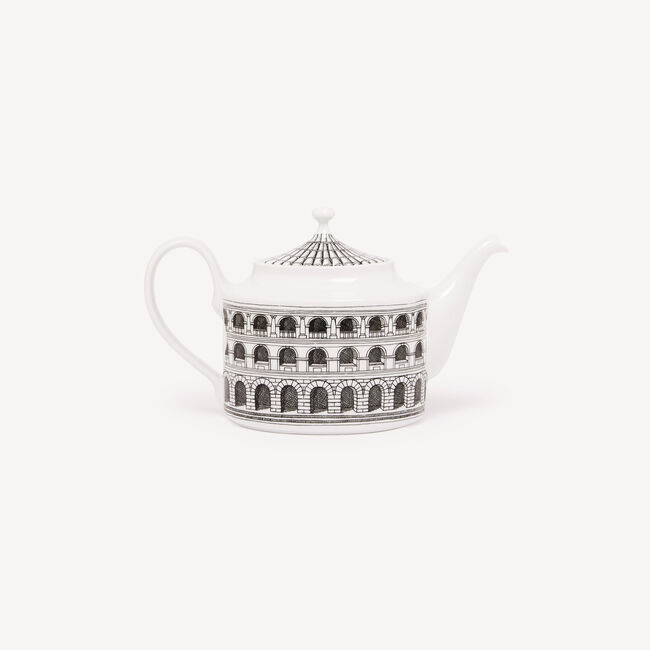 Fornasetti Teapot Architettura In White/black