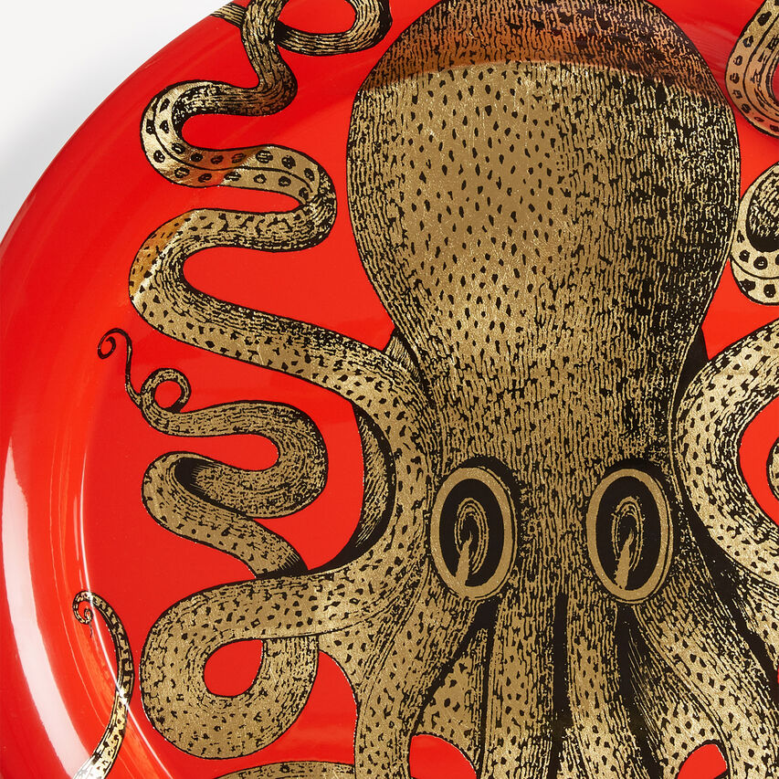 FORNASETTI Tray Polipo Gold/Red C26Z201FOR21ROS