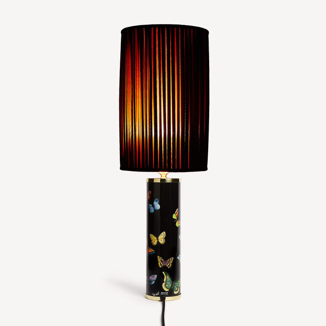 Shop Fornasetti Cylindrical Pleated Lampshade In Black