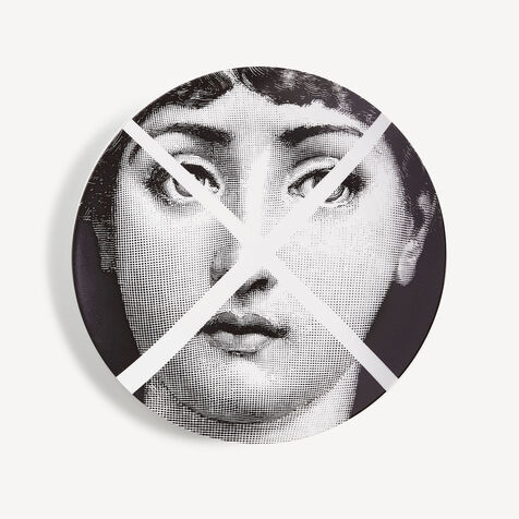 FORNASETTI Wall plate Tema e Variazioni n.30 White/Black PTV030XFOR21BIA