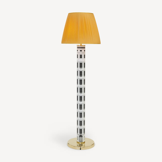 Shop Fornasetti Conical Lampshade In Pleated Fabric In Yellow