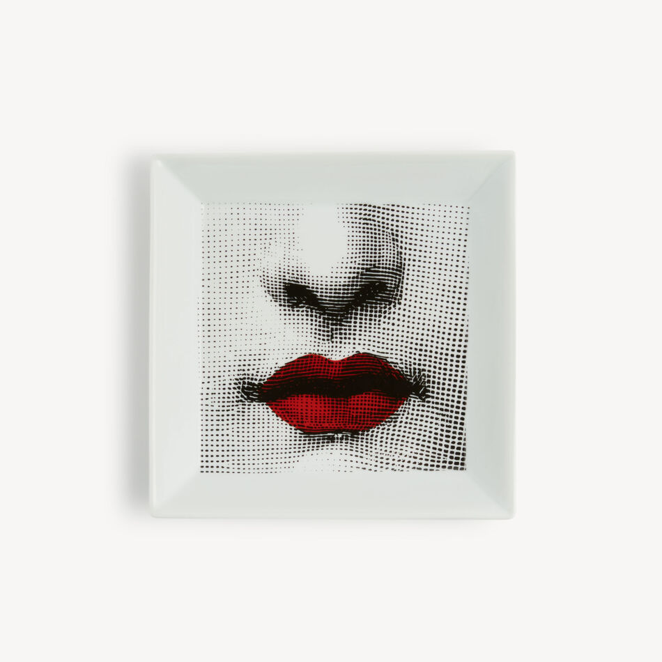 FORNASETTI Square Vide-poche Red Lips - Tema e Variazioni n.397 White/Black/Red P64Y397FOR23ROS