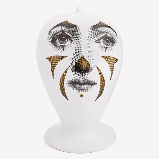 Fornasetti Vase Clown Maxi In White/black/gold
