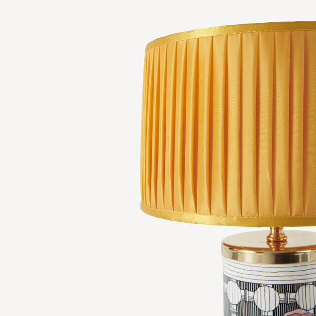 Shop Fornasetti Cylindrical Lampshade In Pleated Fabric In Yellow