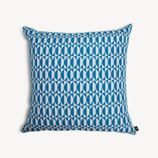 Fornasetti Outdoor Cushion Losanghe In Turquoise/white