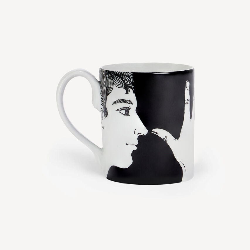 FORNASETTI Marameo Mug White/Black P14X005FOR24NER