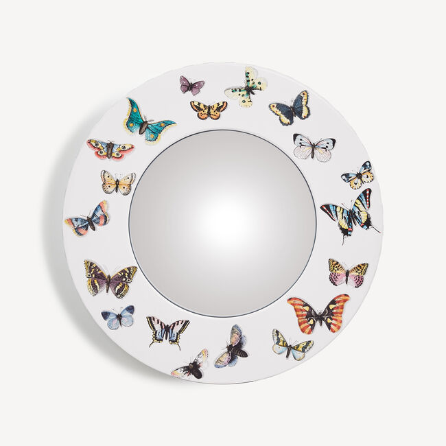 Fornasetti Frame With Convex Mirror Farfalle In Multicolour