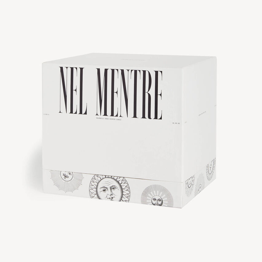 FORNASETTI NEL MENTRE Set of three scented Candles - Soli Décor - Immaginazione Fragrance White/Black/Gold FPTRI300ZIMFOR23ORO