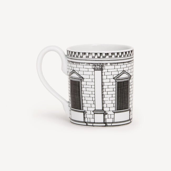 Shop Fornasetti Mug Architettura In White/black