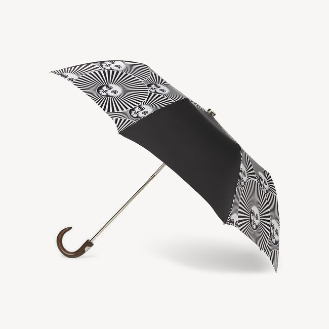 Fornasetti Folding Umbrella Soli A Ventaglio In White/black