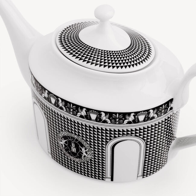 Shop Fornasetti Teapot Facciata Quattrocentesca In White/black